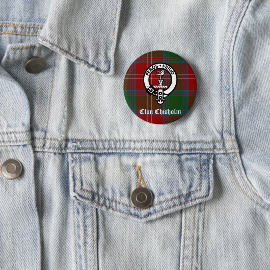 Clan Chisholm Tartan & Wappen Abzeichen Button (Beispiel)