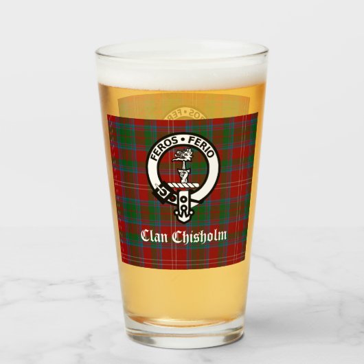 Clan Chisholm Tartan & Wappen Abzeichen Glas (Vorne (Gefüllt))