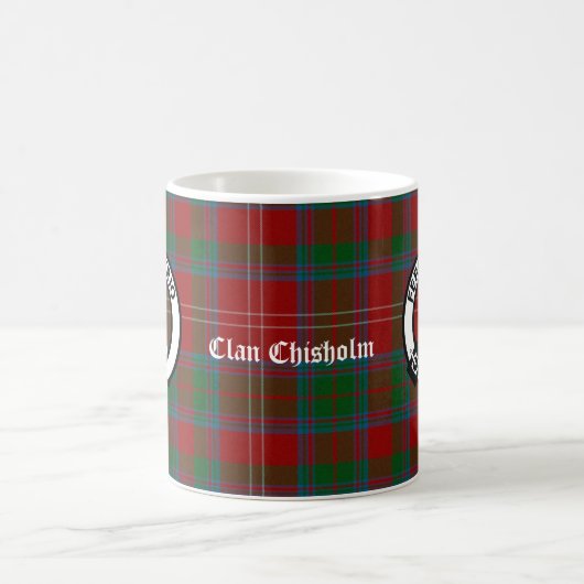 Clan Chisholm Tartan & Wappen Abzeichen Kaffeetasse (Mittel)
