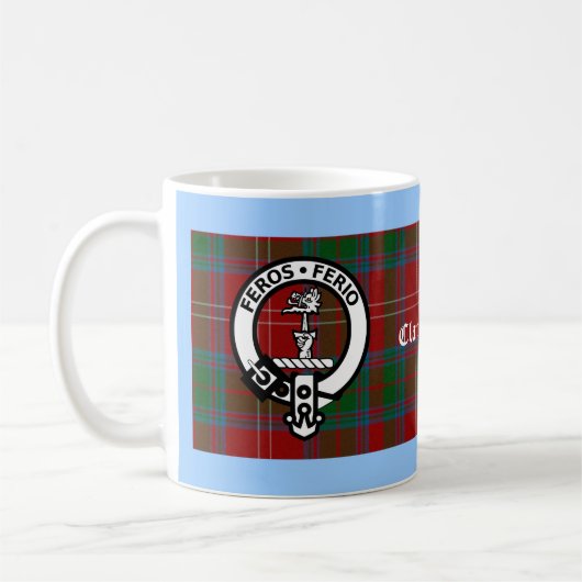 Clan Chisholm Tartan & Wappen Abzeichen Kaffeetasse (Links)