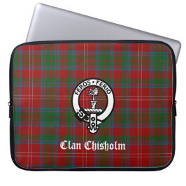 Clan Chisholm Tartan & Wappen Abzeichen Laptop-Sie Laptopschutzhülle