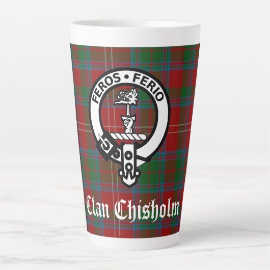 Clan Chisholm Tartan & Wappen Abzeichen Milchtasse (Vorderseite)