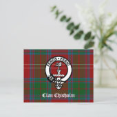 Clan Chisholm Tartan & Wappen Abzeichen Postkarte (Stehend Vorderseite)