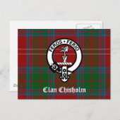 Clan Chisholm Tartan & Wappen Abzeichen Postkarte (Vorne/Hinten)