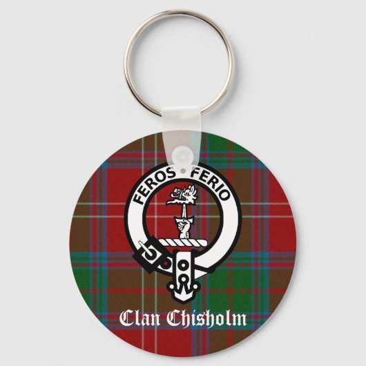 Clan Chisholm Tartan & Wappen Abzeichen Schlüsselanhänger (Vorderseite)