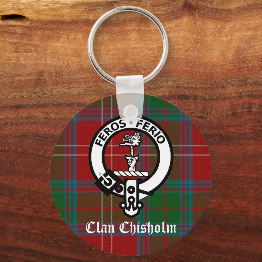 Clan Chisholm Tartan & Wappen Abzeichen Schlüsselanhänger (Vorderseite)