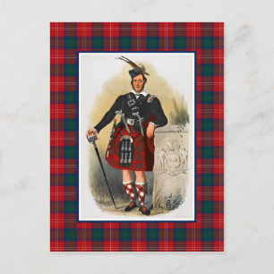 Clan Chisholm Vintag Illustration Tartan Frame Postkarte