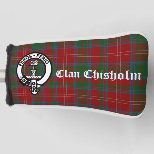 Clan Chisholm Wappen Abzeichen & Tartan Golf Headcover (Vorderseite)