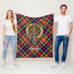 Clan Christie-Wappen über Tartan Fleecedecke