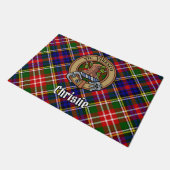 Clan Christie-Wappen über Tartan Fußmatte (Schrägansicht)