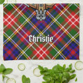 Clan Christie-Wappen über Tartan Geschirrtuch (Gefaltet)