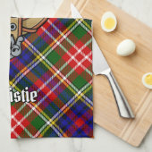 Clan Christie-Wappen über Tartan Geschirrtuch (Viertel Falte)
