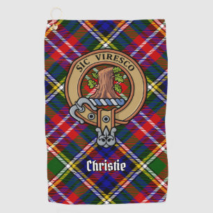 Clan Christie-Wappen über Tartan Golfhandtuch