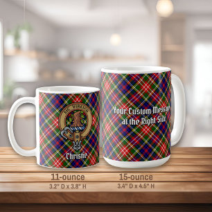 Clan Christie-Wappen über Tartan Kaffeetasse