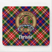 Clan Christie-Wappen über Tartan Mousepad (Vorne)