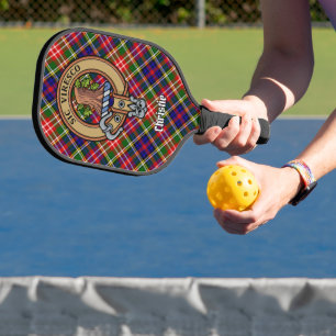 Clan Christie-Wappen über Tartan Pickleball Schläger