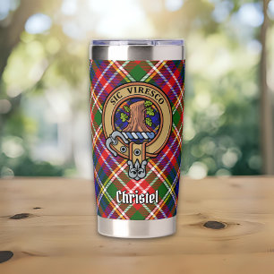 Clan Christie-Wappen über Tartan Thermobecher