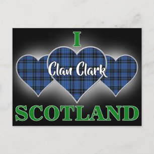 Clan Clark I Liebe Schottland Tartan Herz Postkarte