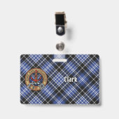Clan Clark Wappen über Tartan Ausweis (Vorderseite mit Clip)
