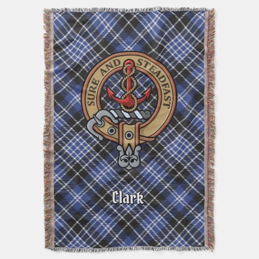 Clan Clark Wappen über Tartan Decke (Vorderseite Vertikal)