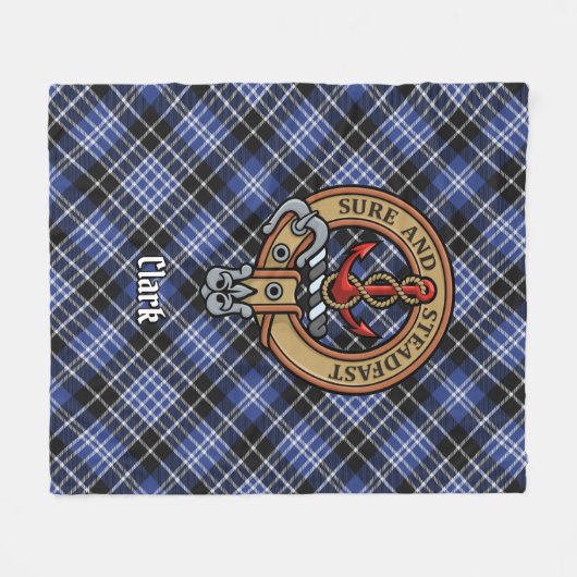 Clan Clark Wappen über Tartan Fleecedecke (Vorderseite (Horizontal))
