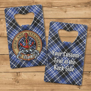 Clan Clark-Wappen über Tartan Geldbeutel Flaschenöffner