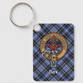 Clan Clark Wappen über Tartan Schlüsselanhänger (Vorderseite)