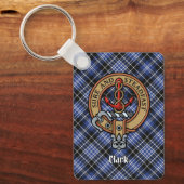 Clan Clark Wappen über Tartan Schlüsselanhänger (Vorderseite)