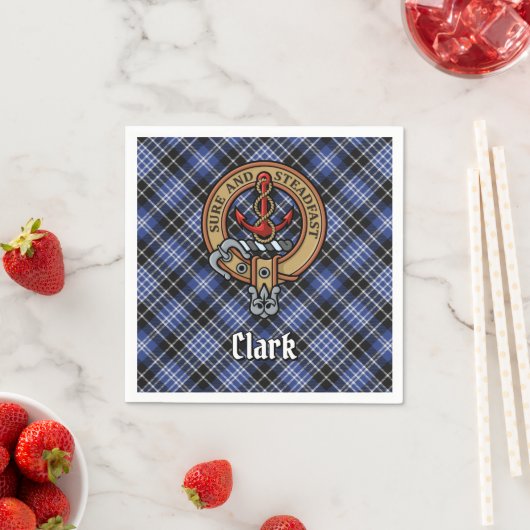 Clan Clark Wappen über Tartan Serviette (Beispiel)