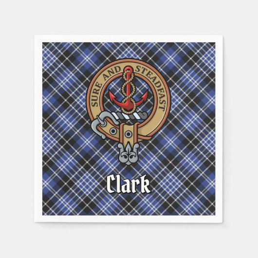 Clan Clark Wappen über Tartan Serviette (Vorderseite)