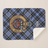 Clan Clark Wappen über Tartan Sherpadecke (Vorderseite (Horizontal))