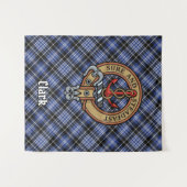 Clan Clark Wappen über Tartan Wandteppich (Vorderseite (Horizontal))