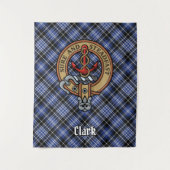 Clan Clark Wappen über Tartan Wandteppich (Vorderseite)
