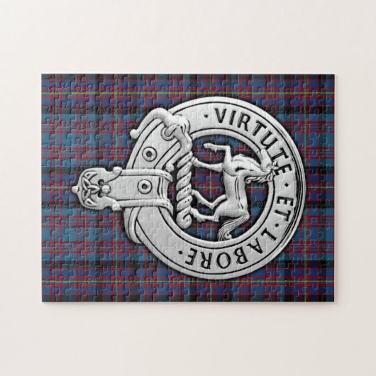 Clan Cochrane Wappen & Azure Tartan Puzzle (Horizontal)