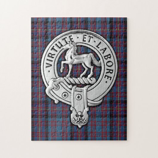Clan Cochrane Wappen & Azure Tartan Puzzle (Vertikal)