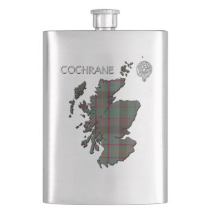 Clan Cochrane Wappen & Jagd Tartan Karte Flachmann
