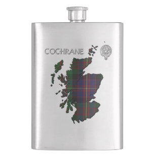 Clan Cochrane Wappen & Tartan Karte Flachmann