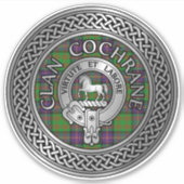 Clan Cochrane Wappen & Tartan Knot Aufkleber (Vorderseite)