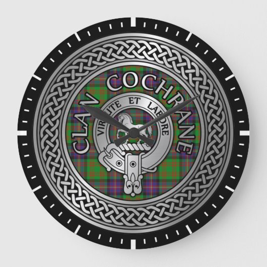 Clan Cochrane Wappen & Tartan Knot Große Wanduhr (Vorderseite)