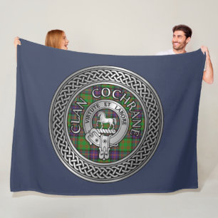 Clan Cochrane-Wappen und Tartan-Knoten Fleecedecke