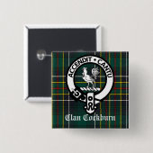 Clan Cockburn Wappen Abzeichen und Tartan Button (Vorne & Hinten)