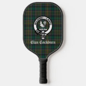 Clan Cockburn Wappen Abzeichen und Tartan Pickleball Schläger (Vorderseite)