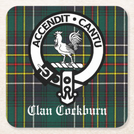 Clan Cockburn Wappen Abzeichen und Tartan Rechteckiger Pappuntersetzer