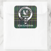 Clan Cockburn Wappen & Tartan individuell anpassba Quadratischer Aufkleber (Tasche)