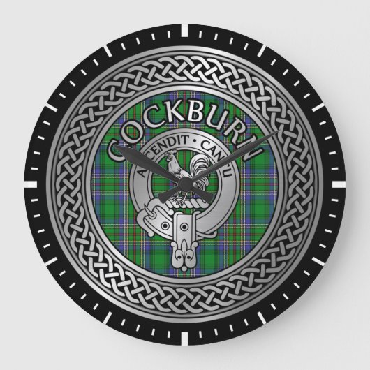 Clan Cockburn Wappen & Tartan Knot Große Wanduhr (Vorderseite)