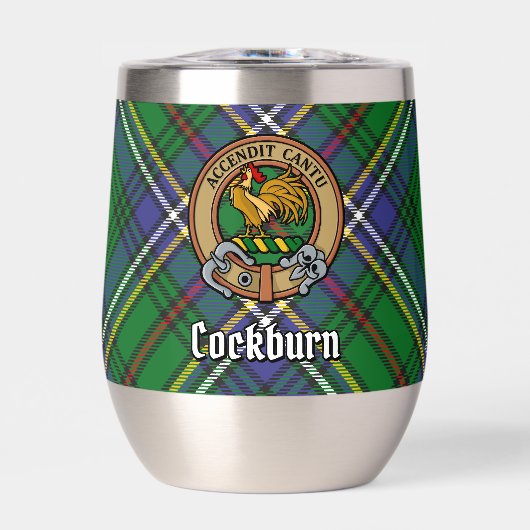 Clan Cockburn Wappen über Tartan (Vorderseite)