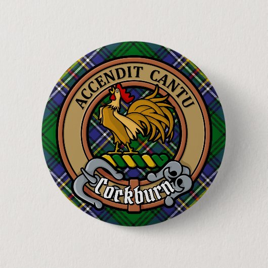 Clan Cockburn Wappen über Tartan Button (Vorderseite)