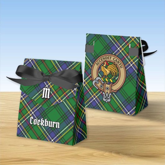 Clan Cockburn Wappen über Tartan Geschenkschachtel