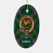 Clan Cockburn Wappen über Tartan Keramik Ornament (Rechts)