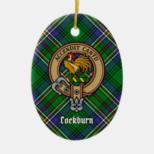 Clan Cockburn Wappen über Tartan Keramik Ornament